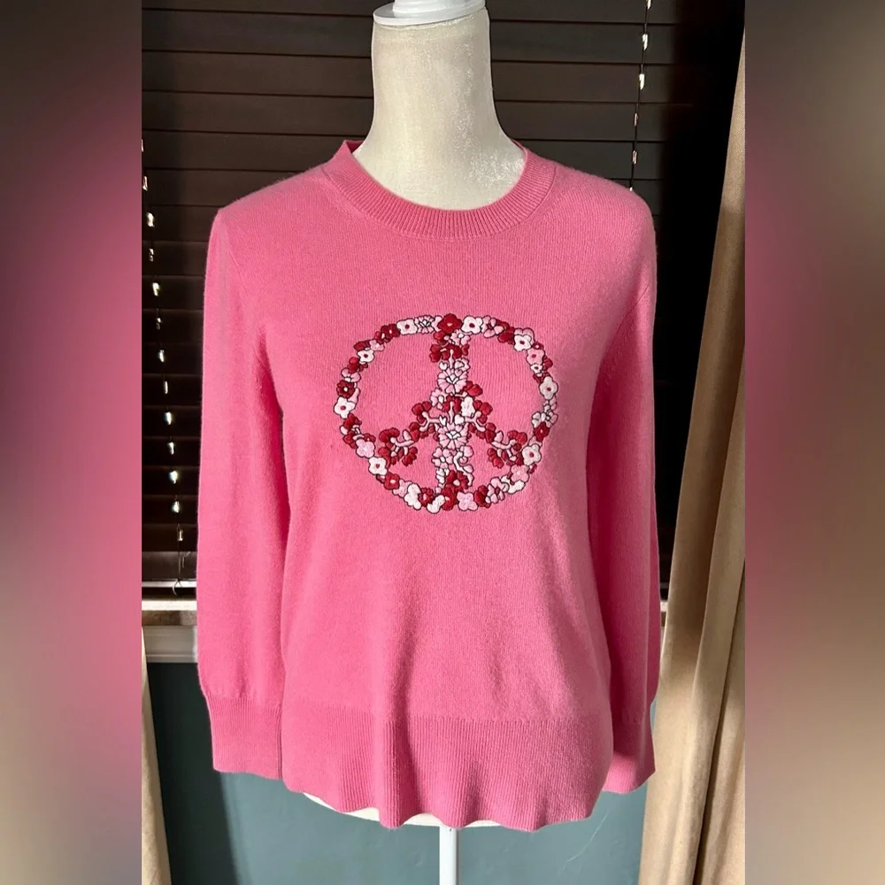 J. Crew 100% Cashmere Peace Sign Sweater❤️ - Picture 2 of 5